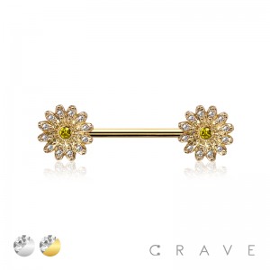 DAISY 316L SURGICAL STEEL NIPPLE BAR RING